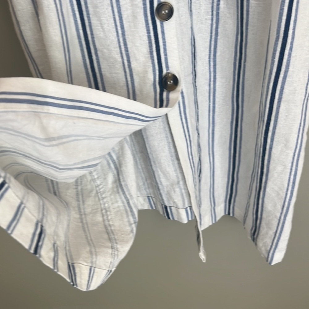 Linen button down dress - adjustable spaghetti straps - pockets! PERF condition - Picture 9 of 16